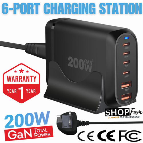 Port gan charger - 6-port, multi